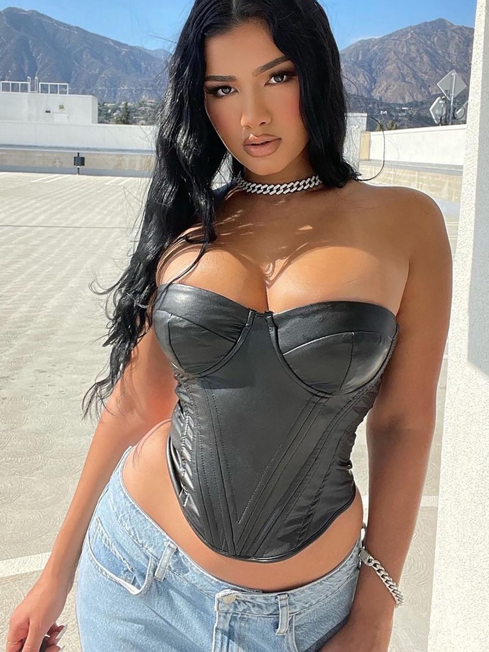 NWT leather crop top